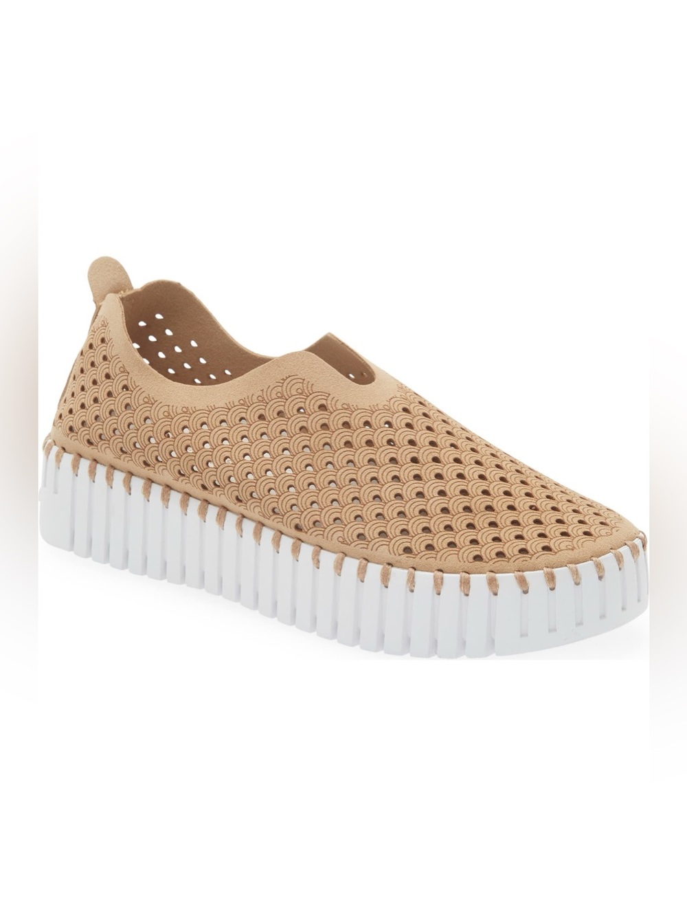 Ilse Jacobsen Tulip Platform Perforated Slip On Shoes in Latte Tan Beige EU 40